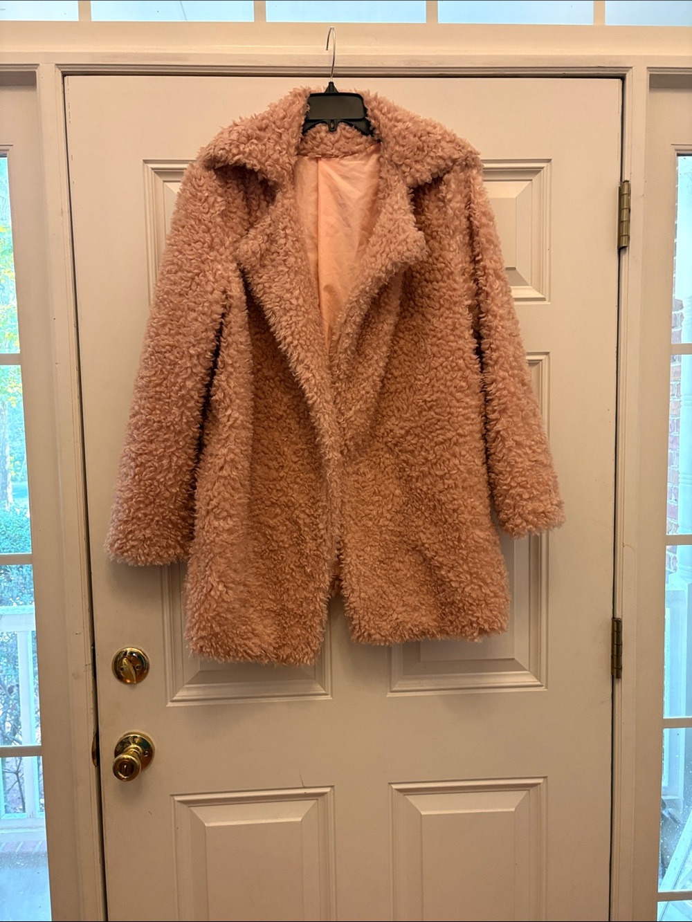 Plush Faux-Shearling Teddy Coat - Blush